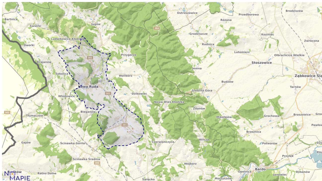 Mapa obszarów ochrony przyrody Nowej Rudy