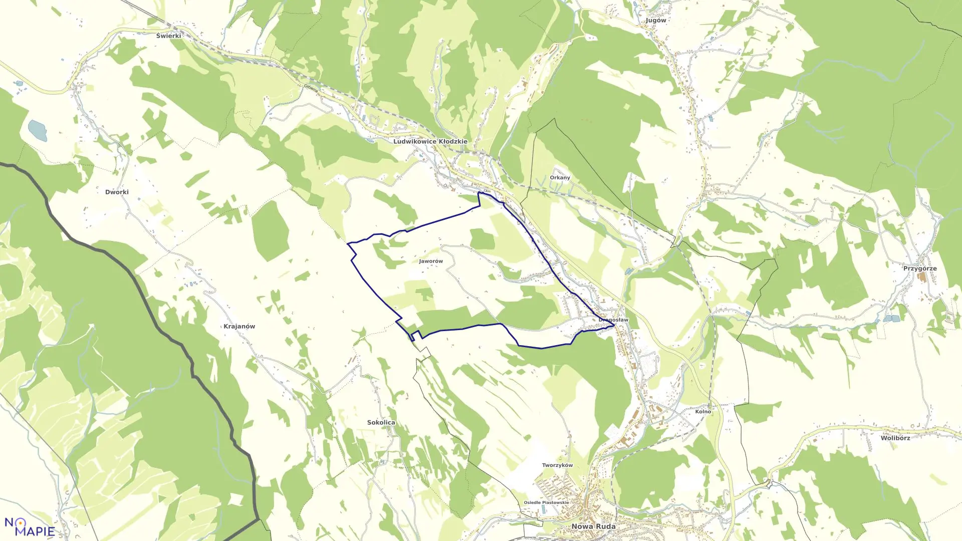 Mapa obrębu 1-Drogosław w mieście Nowa Ruda