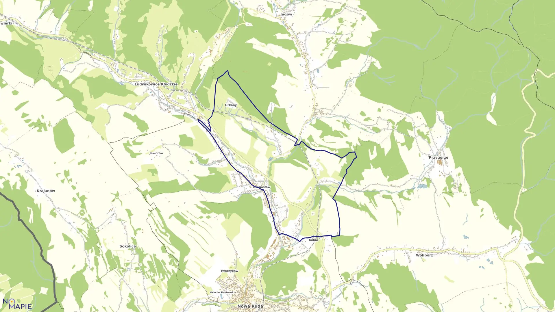 Mapa obrębu 2-Drogosław w mieście Nowa Ruda
