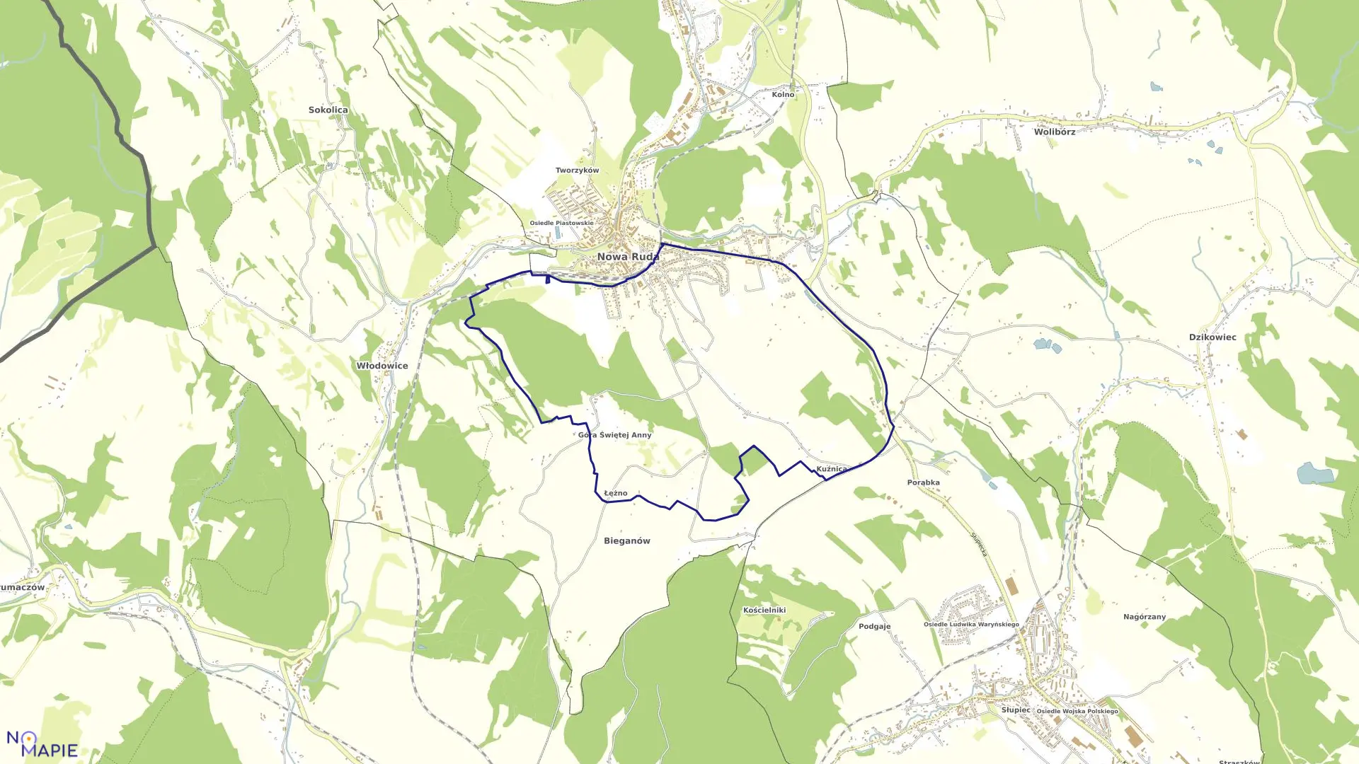 Mapa obrębu 5-Nowa Ruda w mieście Nowa Ruda