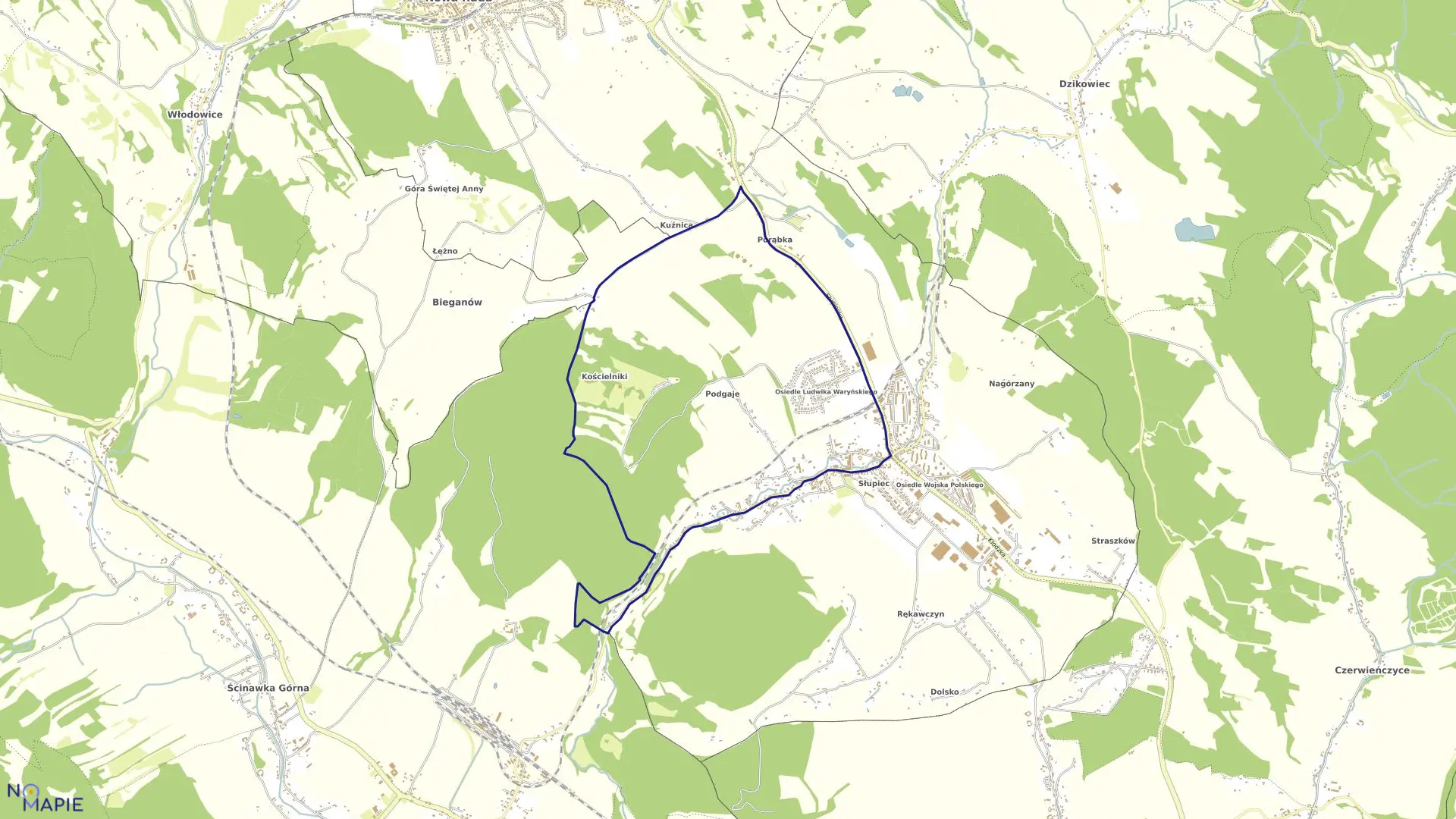 Mapa obrębu 6-Słupiec w mieście Nowa Ruda